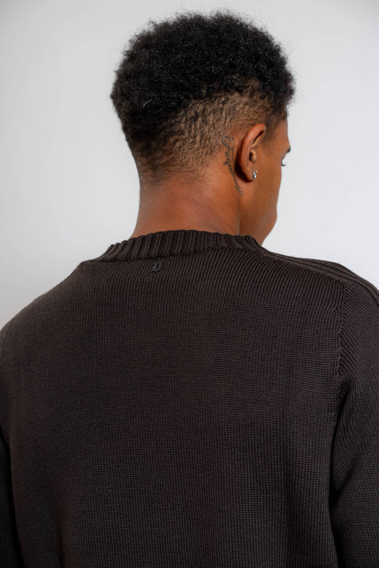 Maglione in Lana Marrone con Lavorazione