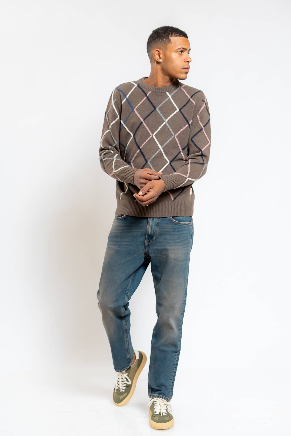 Maglione Song con Rombi Marrone