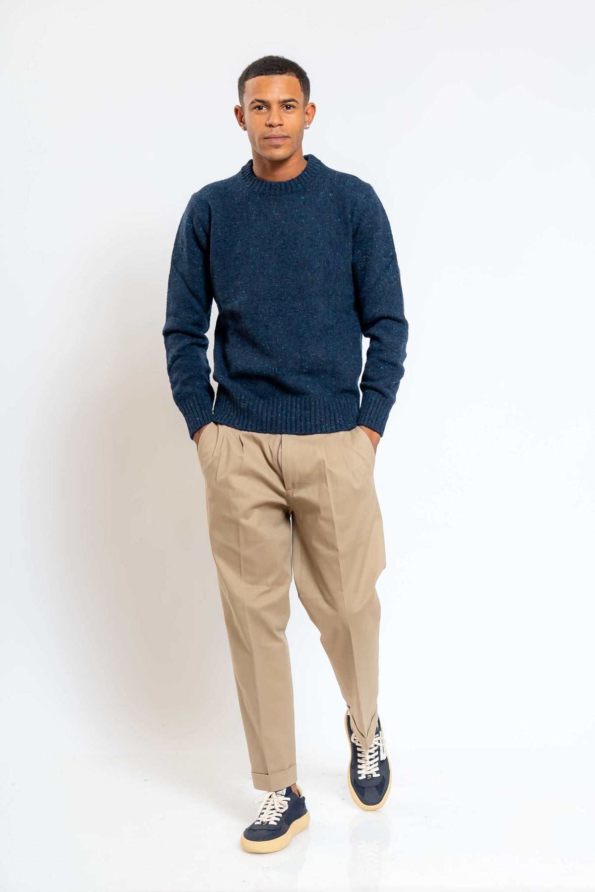 Pantalone Sartoriale in Cotone Beige con Pinces