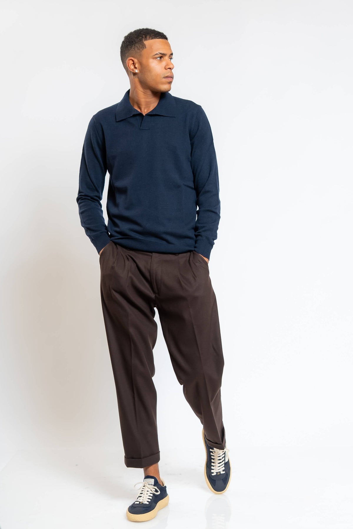 Pantalone Sartoriale Effetto Lana Marrone
