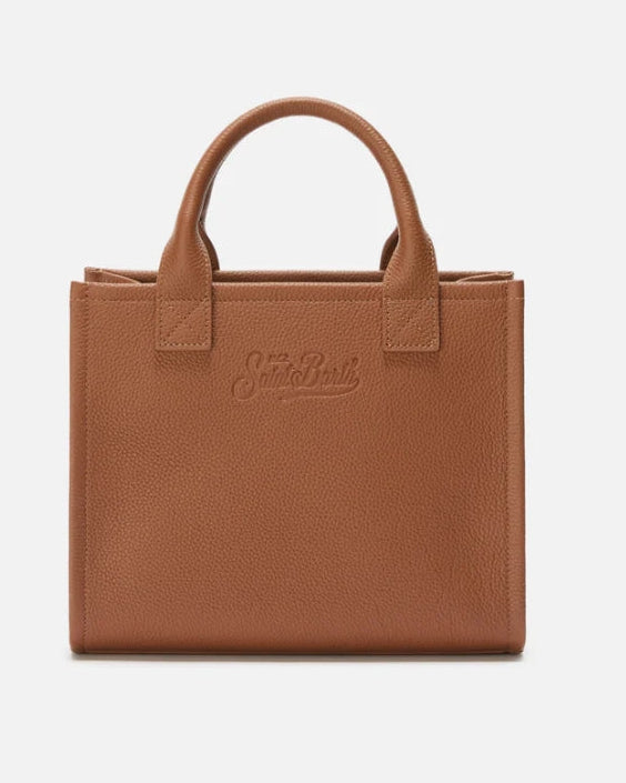 Borsa Vanity Midi in Pelle Martellata Marrone