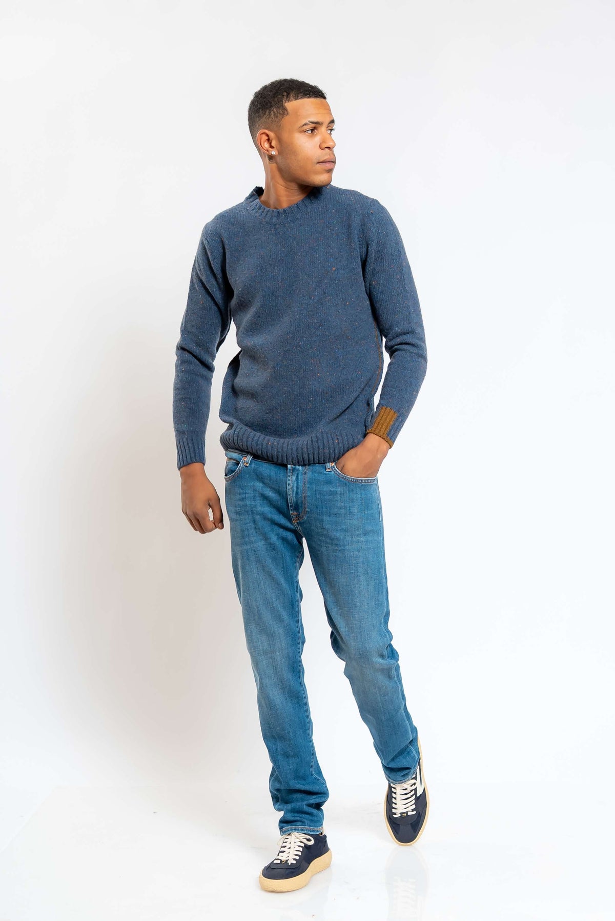 Maglione Mix in Misto Lana Blu