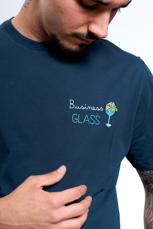 T-shirt Business Glass in Cotone Blu