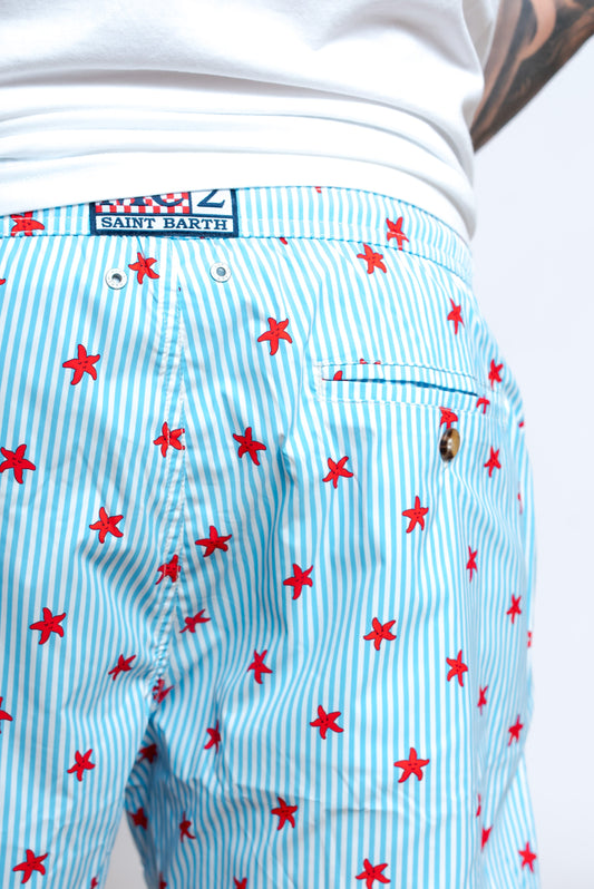 Costume da Uomo Starfish Stripes Celeste e Bianco