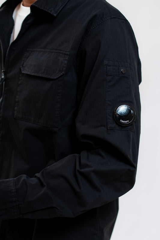 Camicia Overshirt Nera con Zip in Cotone