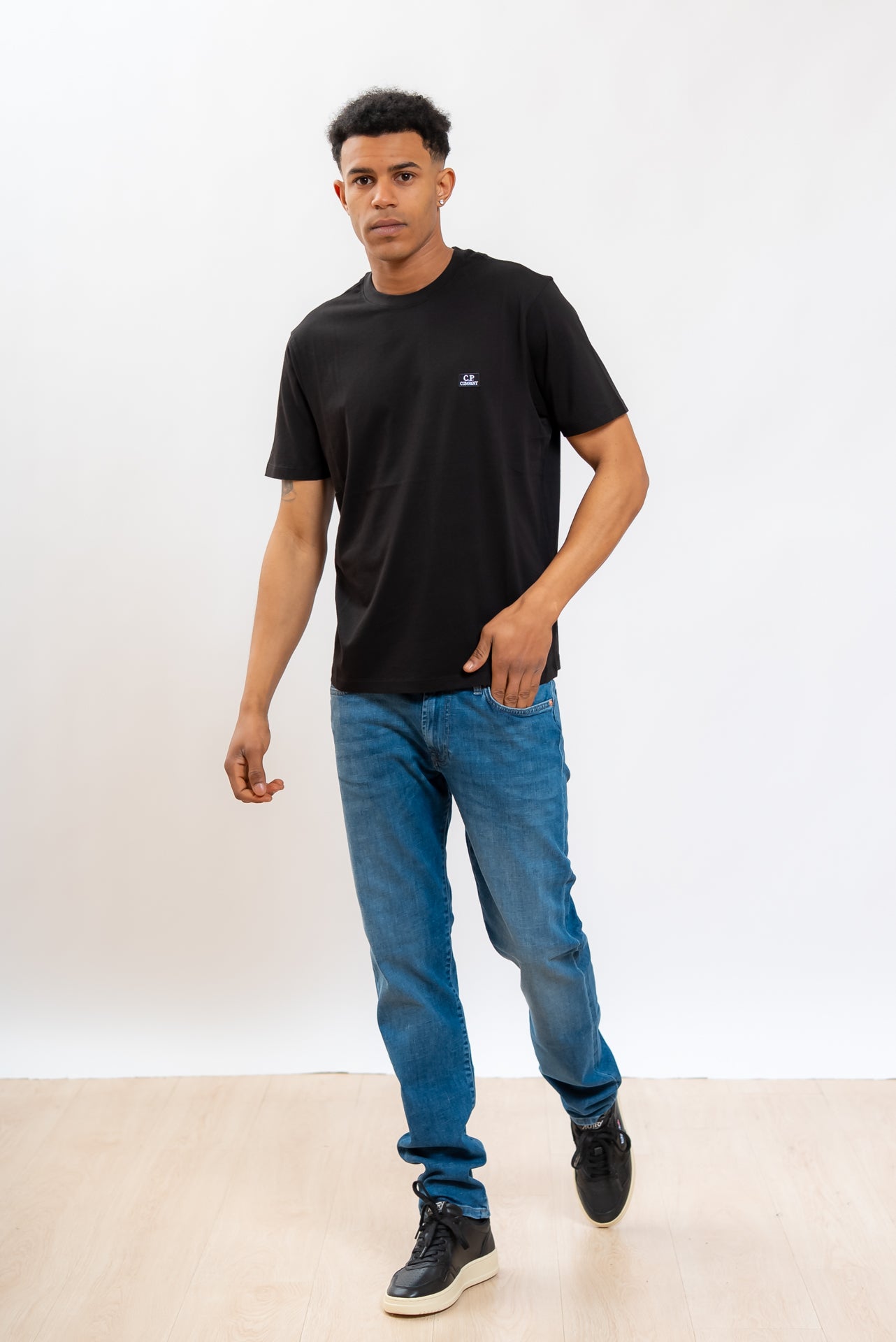 T-shirt in Jersey di Cotone Nero