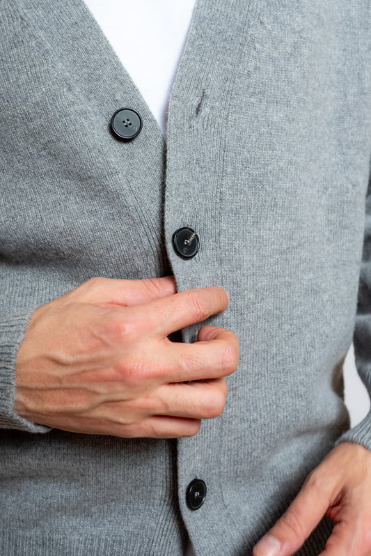 Cardigan Grigio in Lana e Cashmere