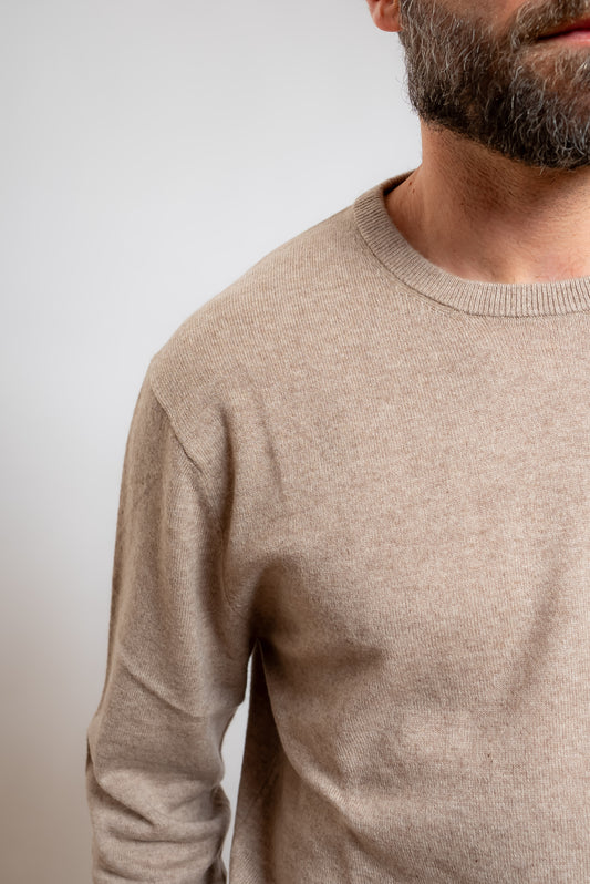 girocollo a coste sul maglione beige regent merinocash di mc2 saint barth uomo