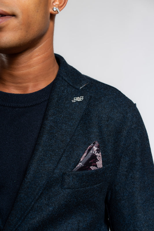Giacca Monopetto Dover in Jersey di Lana Blu