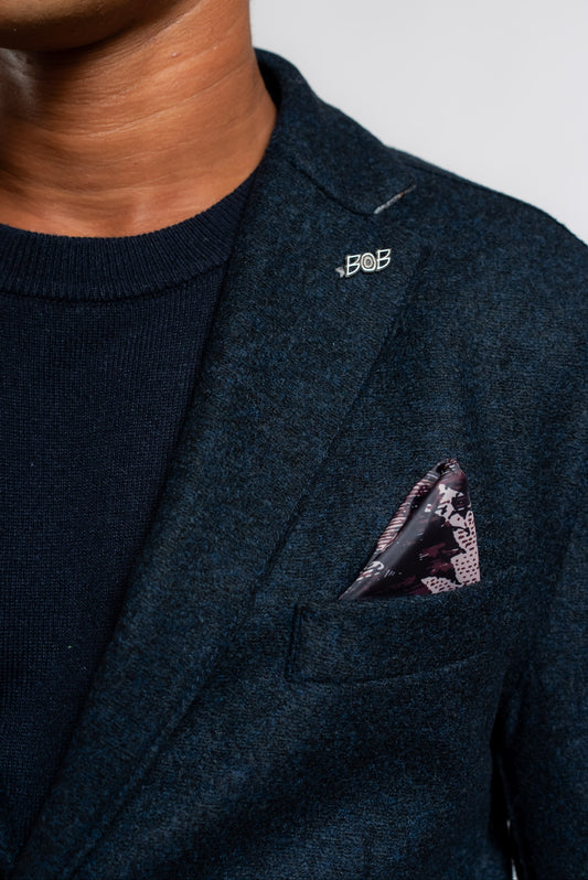 Giacca Monopetto Dover in Jersey di Lana Blu