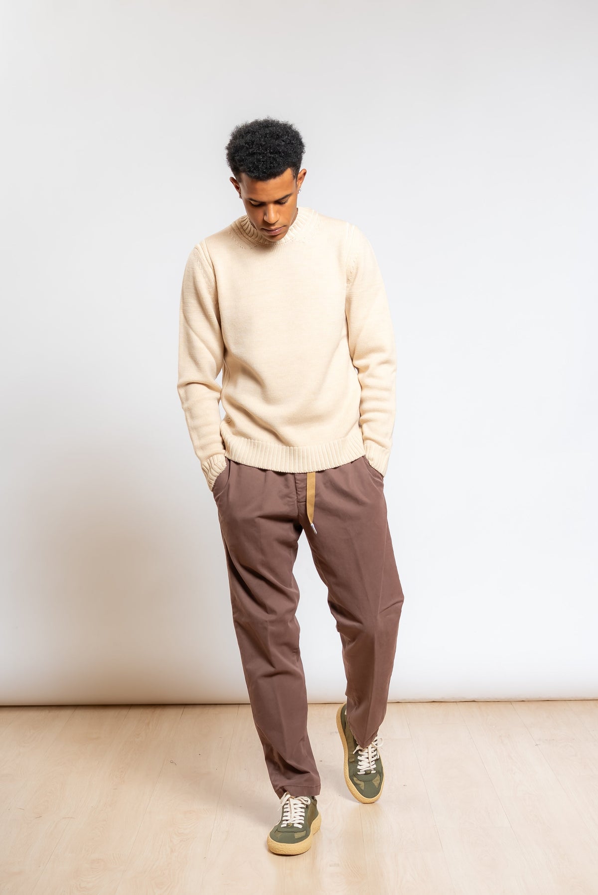 Pantalone Greg in Misto Cotone Marrone