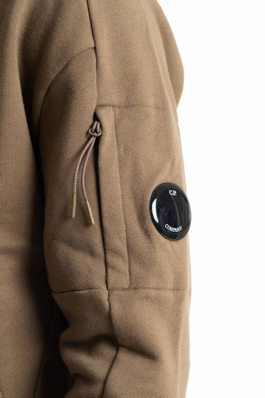 Cp company hooded open felpa con cappuccio verde, dettaglio