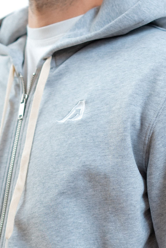 autry abbigliamento uomo felpa grigia con cappuccio e zip, dettaglio