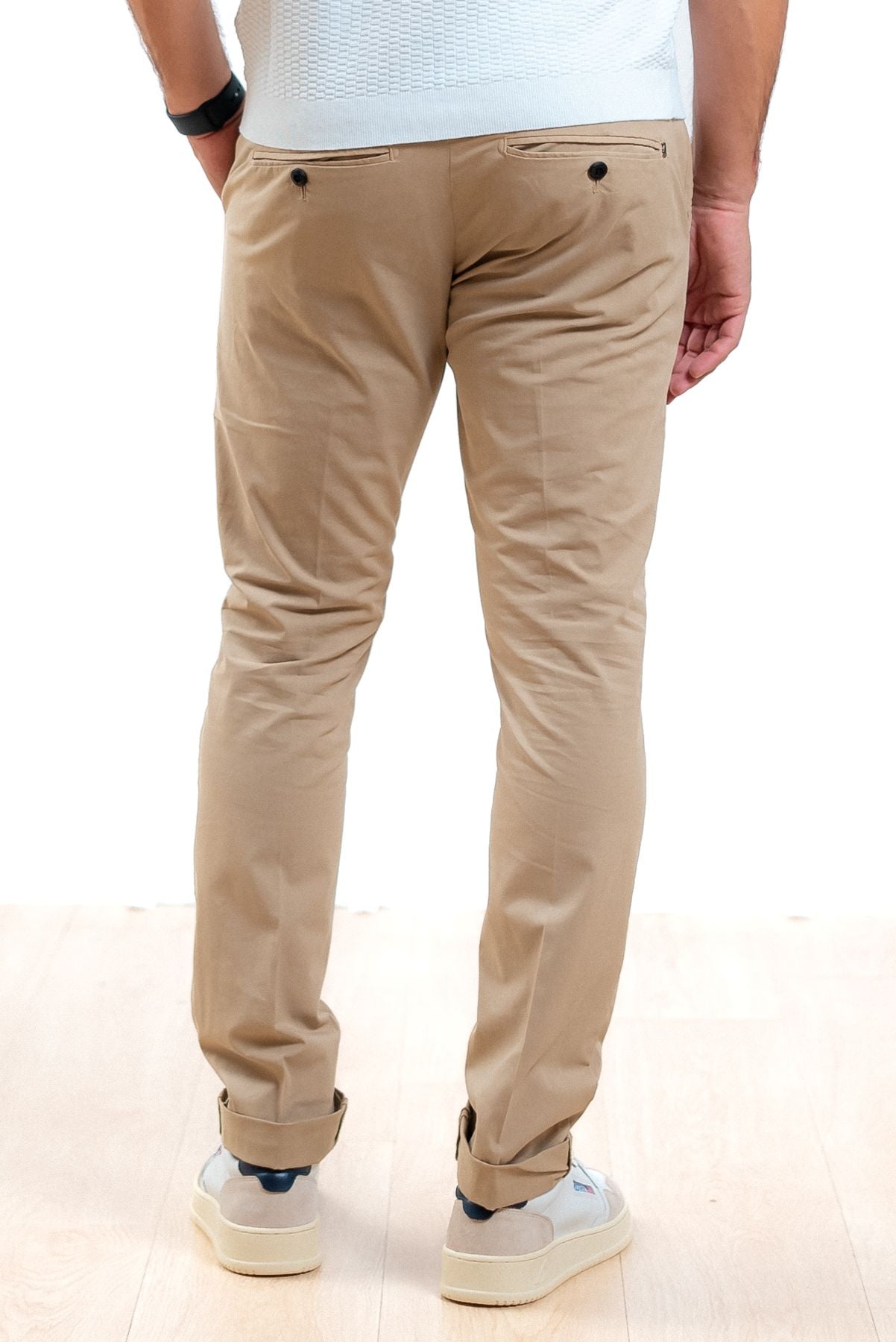 Dondup uomo pantaloni george beige in gabardina, retro