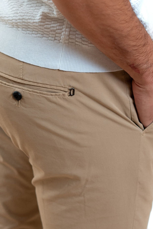 Dondup uomo pantaloni george beige in gabardina, dettaglio