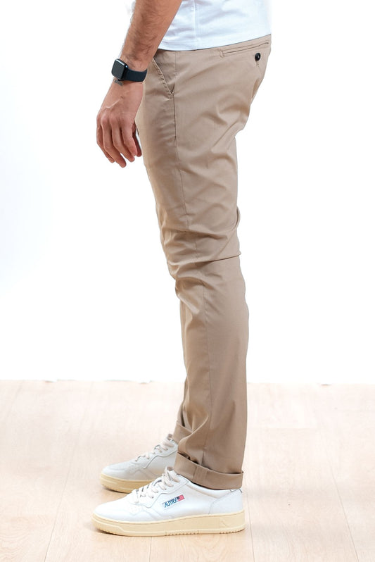 Dondup uomo pantaloni george in popeline beige, lato