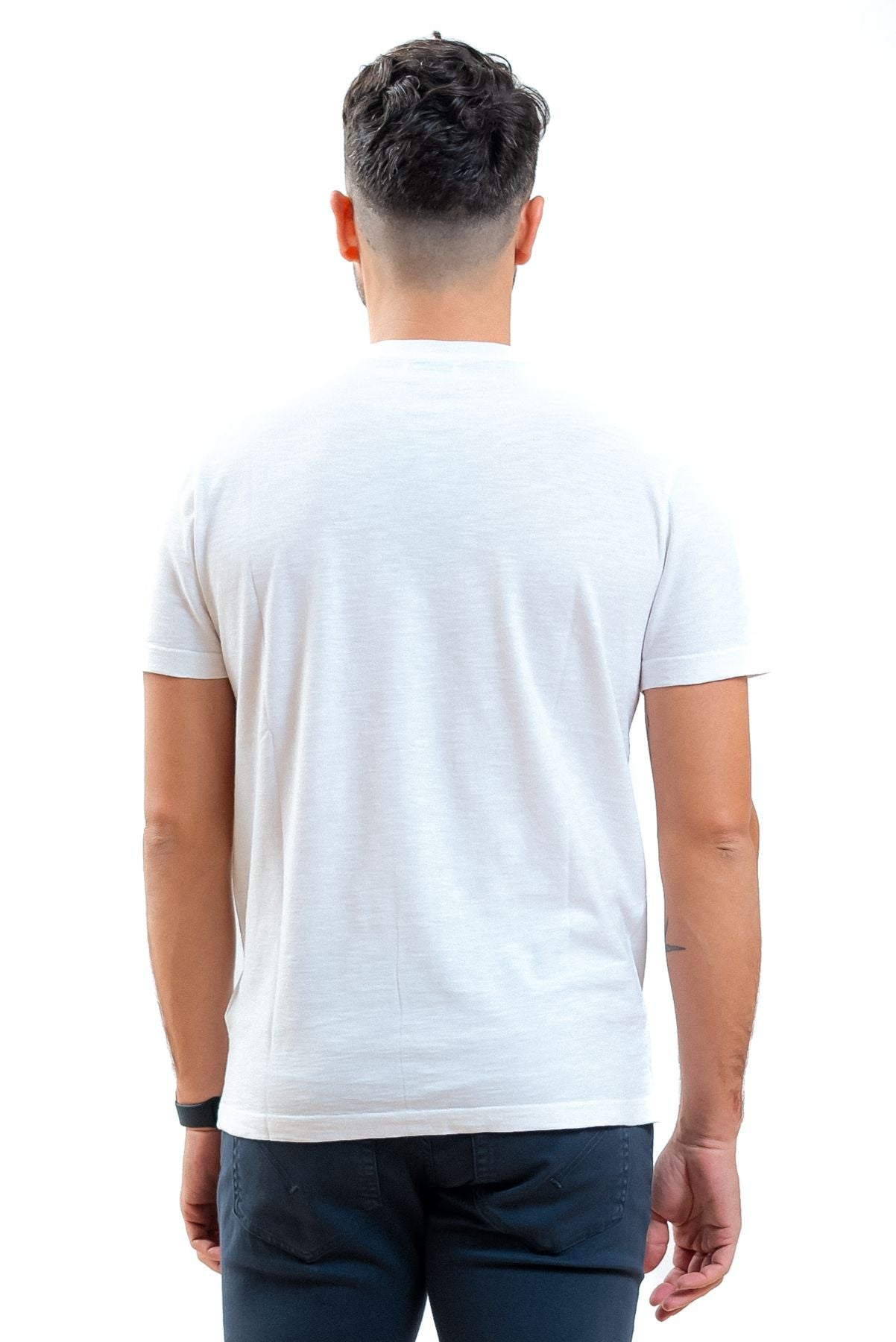 dondup uomo t-shirt bianca con logo stampato sul petto, retro