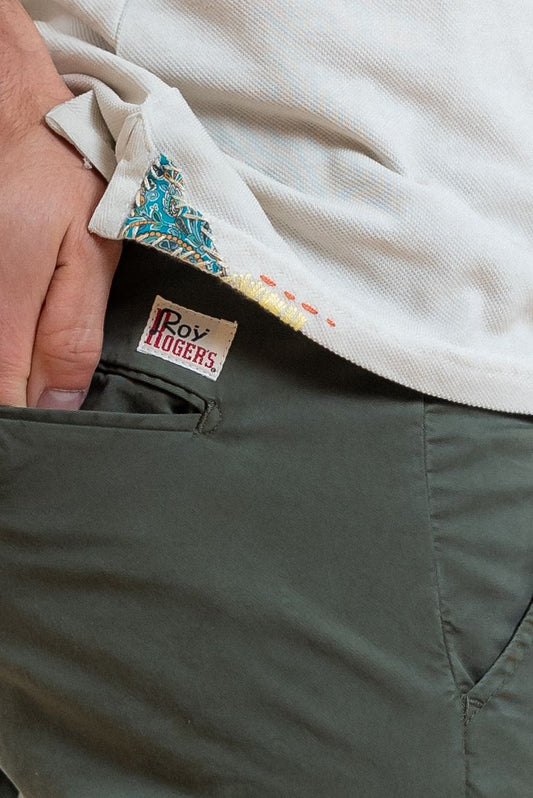 Roy rogers uomo pantalone chino new rolf verde, dettaglio