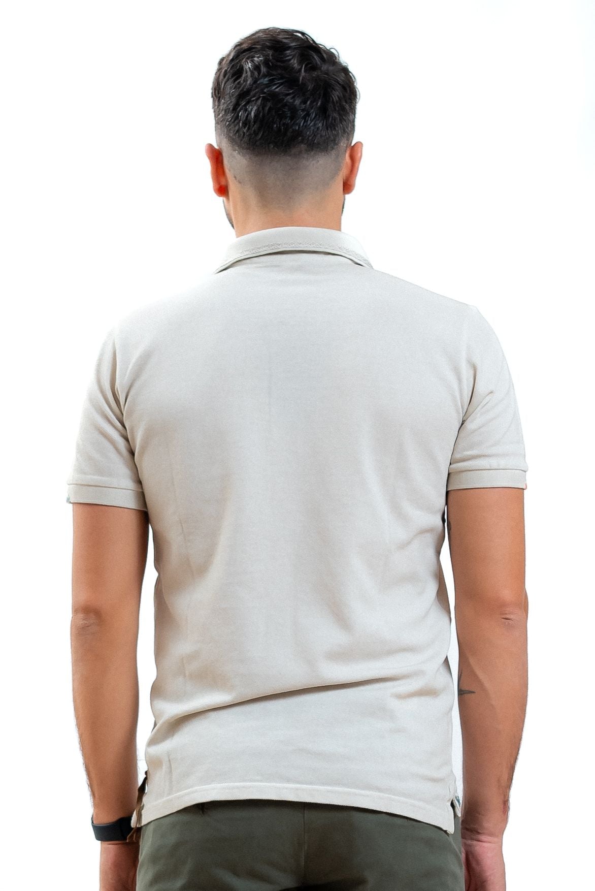 Polo beige bob company in cotone con ricami, retro