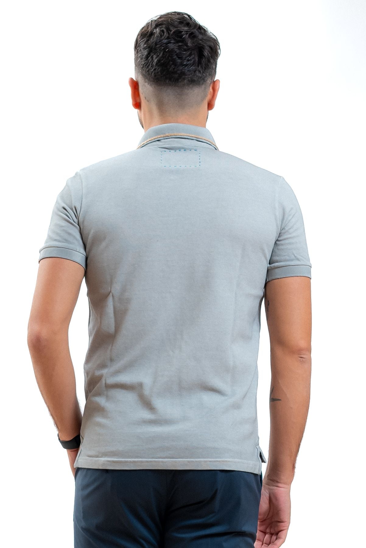 polo grigia bob company con ricami, retro