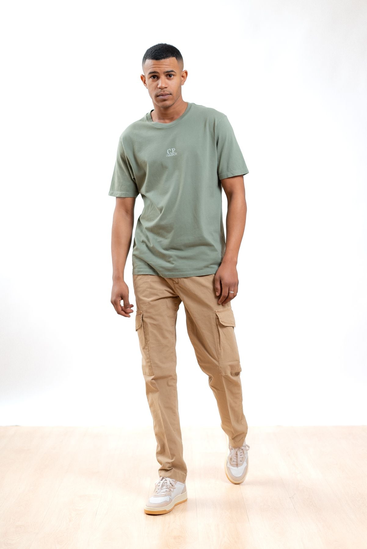 white sand uomo pantalone cargo beige in cotone ripstop, intero