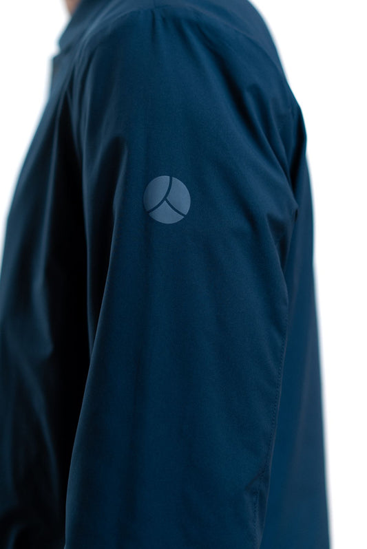 people of shibuya uomo giubbino lungo impermeabile blu toshiro, dettaglio