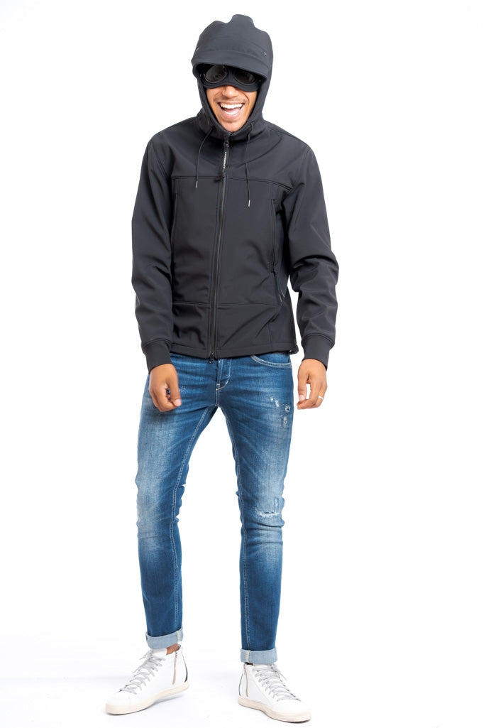 C.P. COMPANY - Giubbino Nero con Cappuccio SoftShell