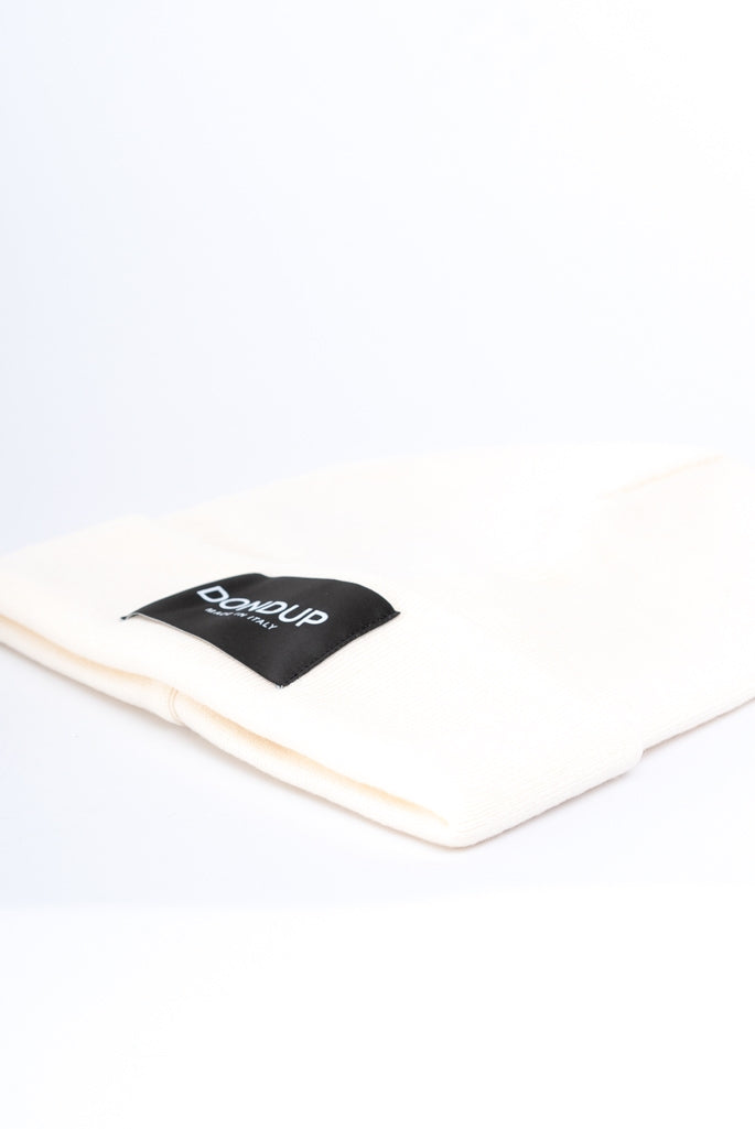 DONDUP - Cappellino Panna in Lana con Label