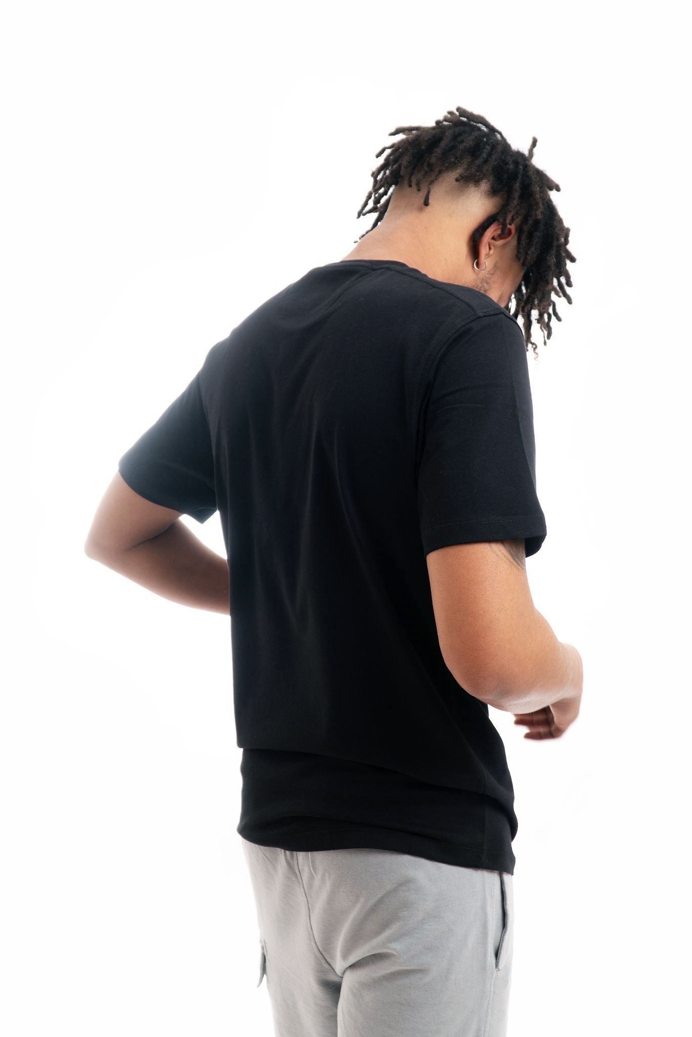 T-shirt in Jersey con Logo Grande Nero