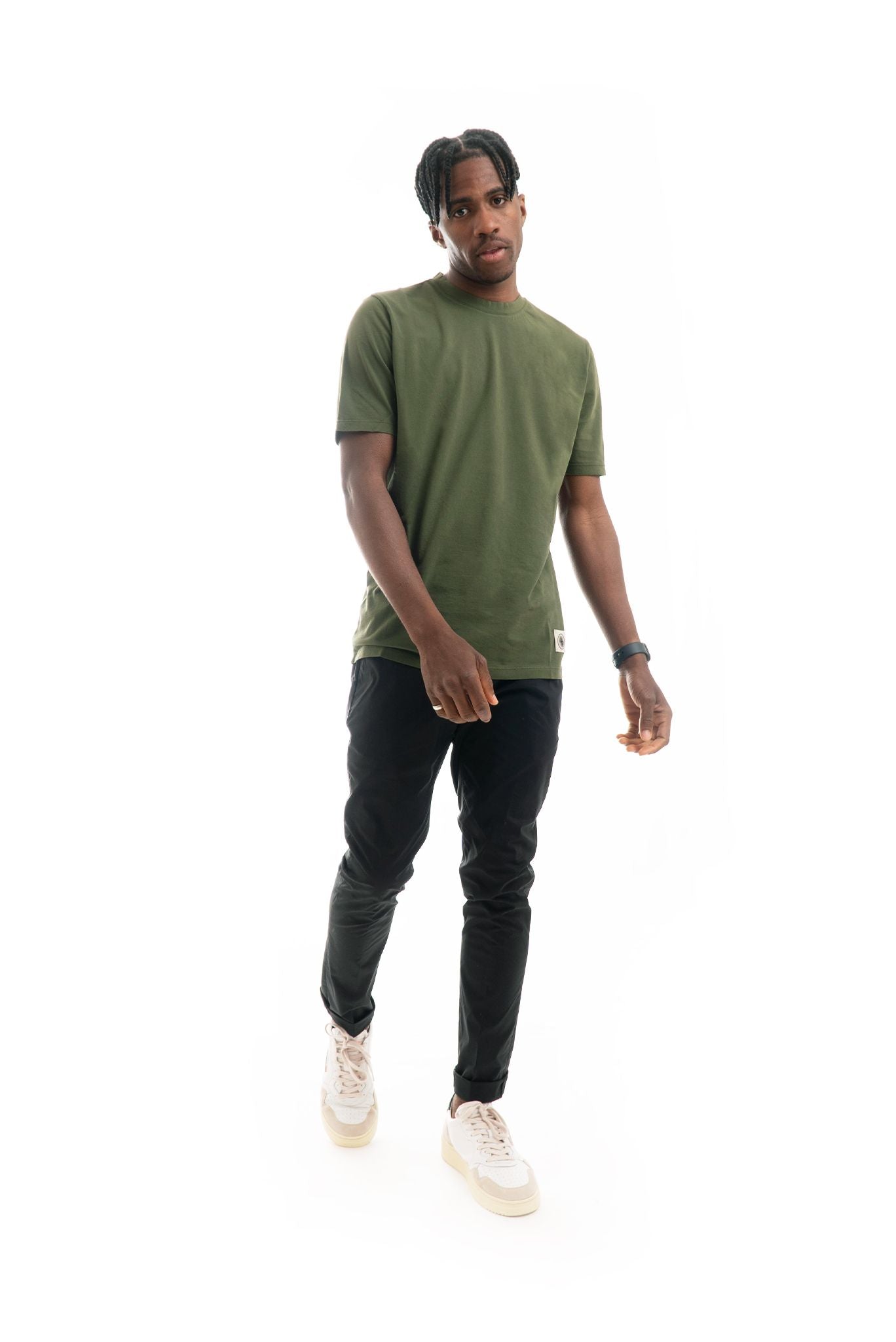 T-shirt Basic con Etichetta Logo Verde