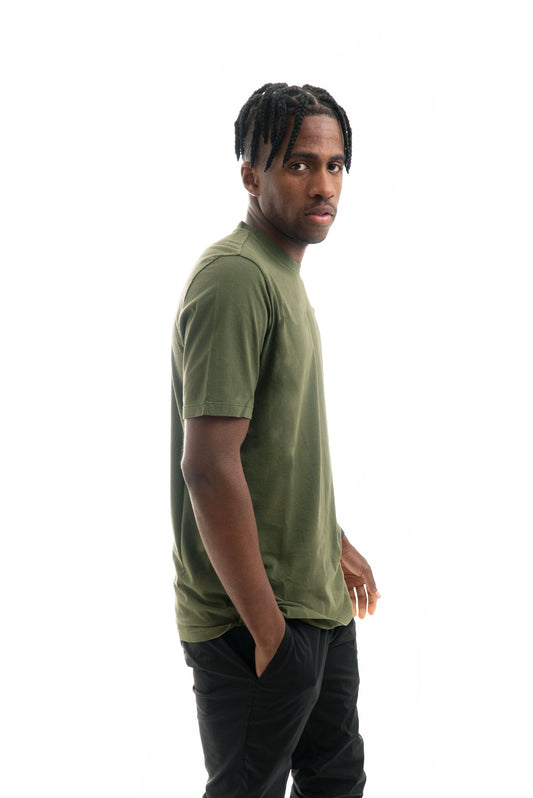 T-shirt Basic con Etichetta Logo Verde