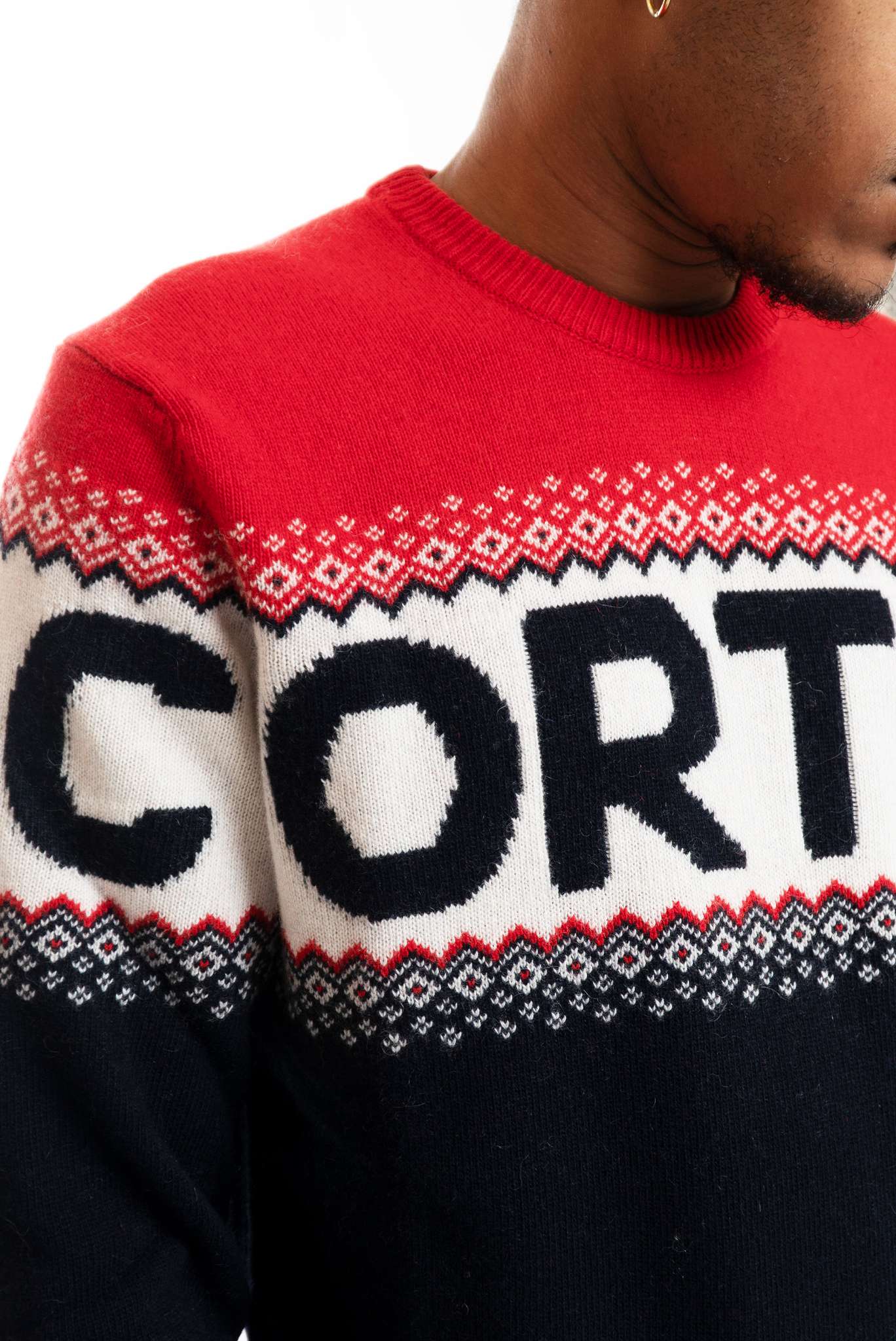 Maglione Blu e Rosso in Misto Lana Cortina