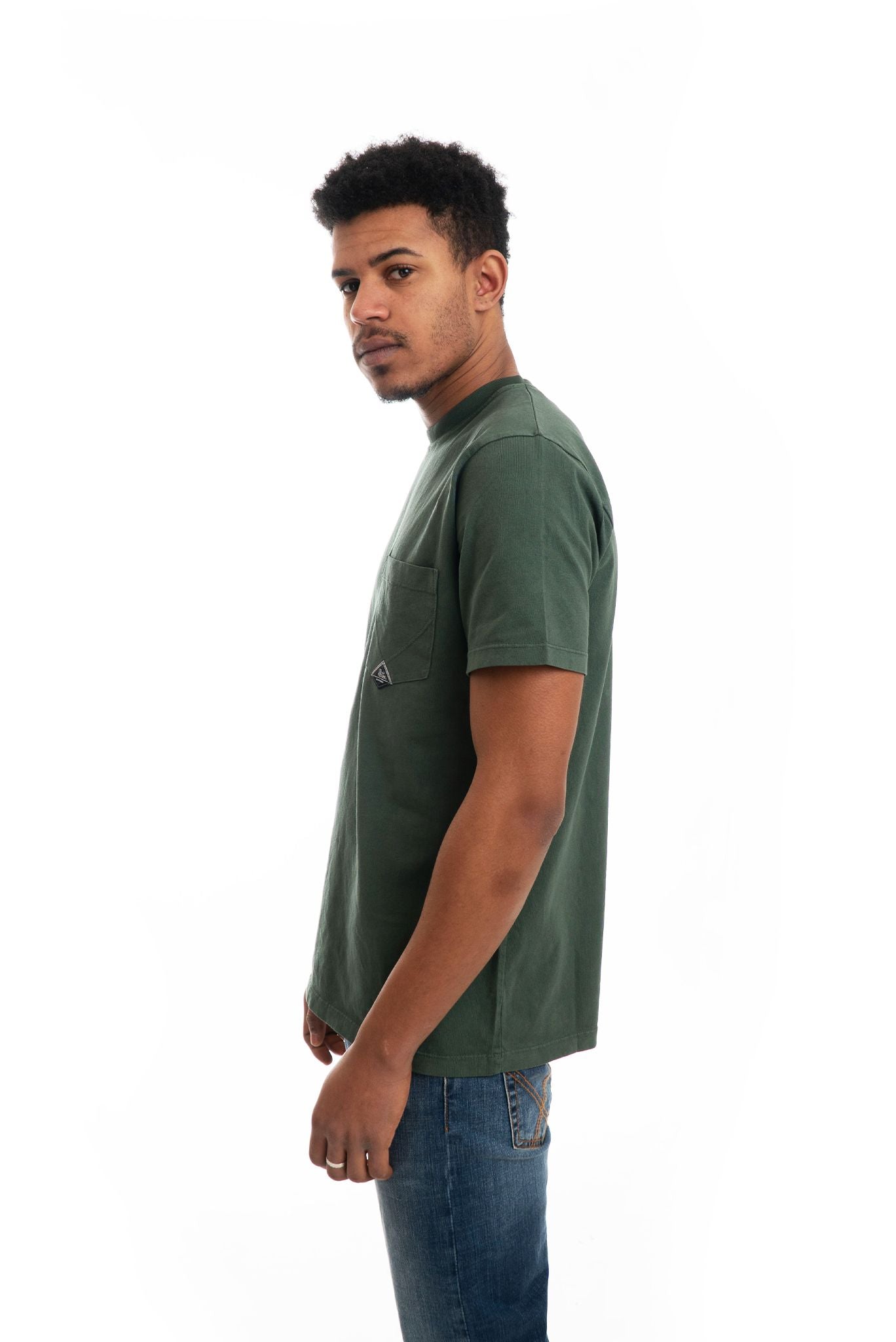 T-Shirt Verde con Taschino e Logo