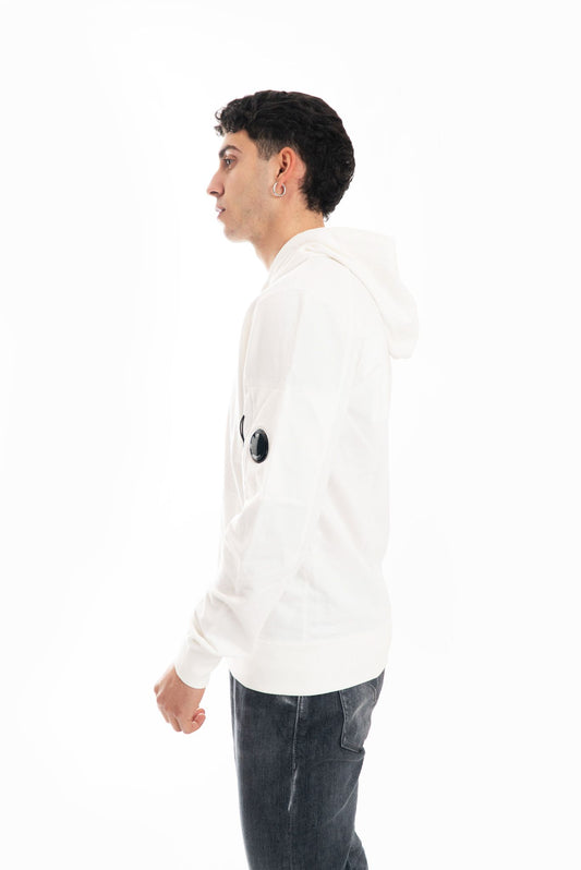 Felpa Bianca Full Zip con Cappuccio