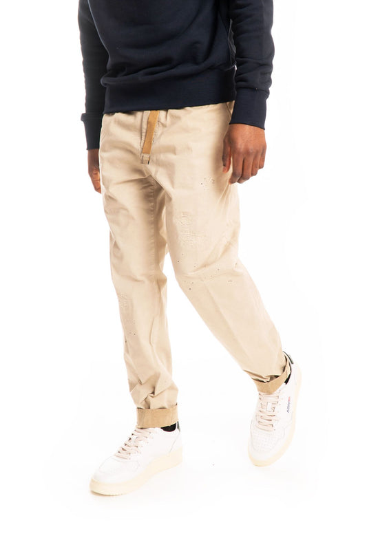 Pantalone Beige in Cotone Macchie