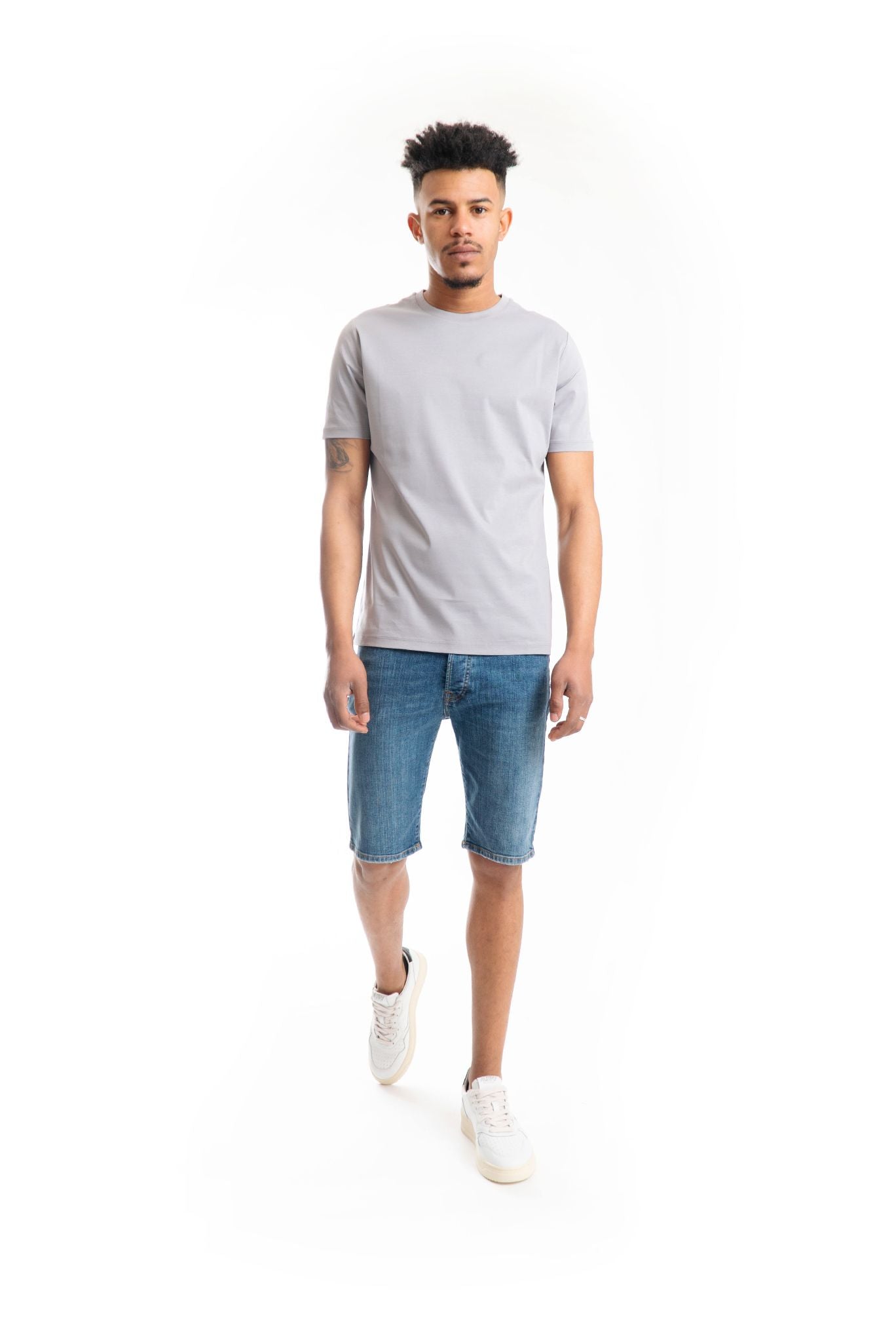 T-Shirt Grigio Perla in Filo di Scozia Shiko