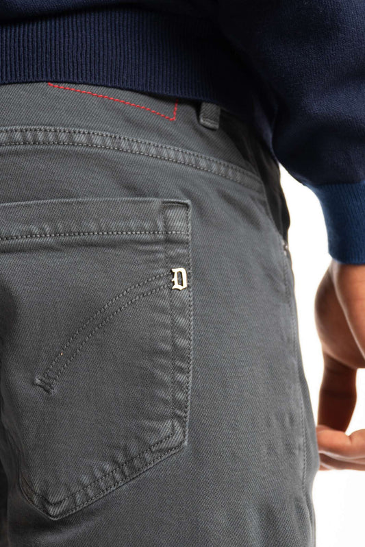 dondup pantalone invernale uomo in bull di cotone grigio, dettaglio