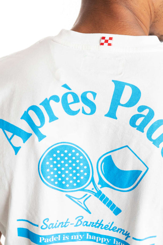 mc2 saint barth t-shirt bianca in cotone con stampa Apres Padel Crew, dettaglio