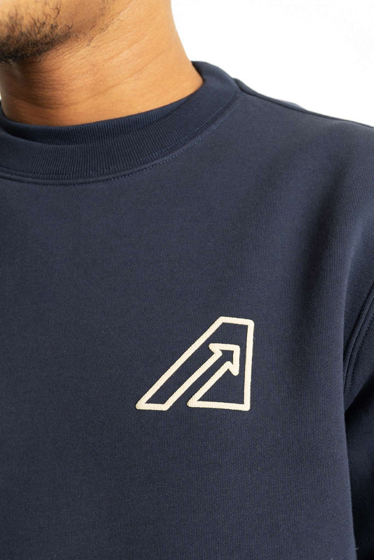 autry uomo felpa a girocollo in cotone blu con logo, dettaglio