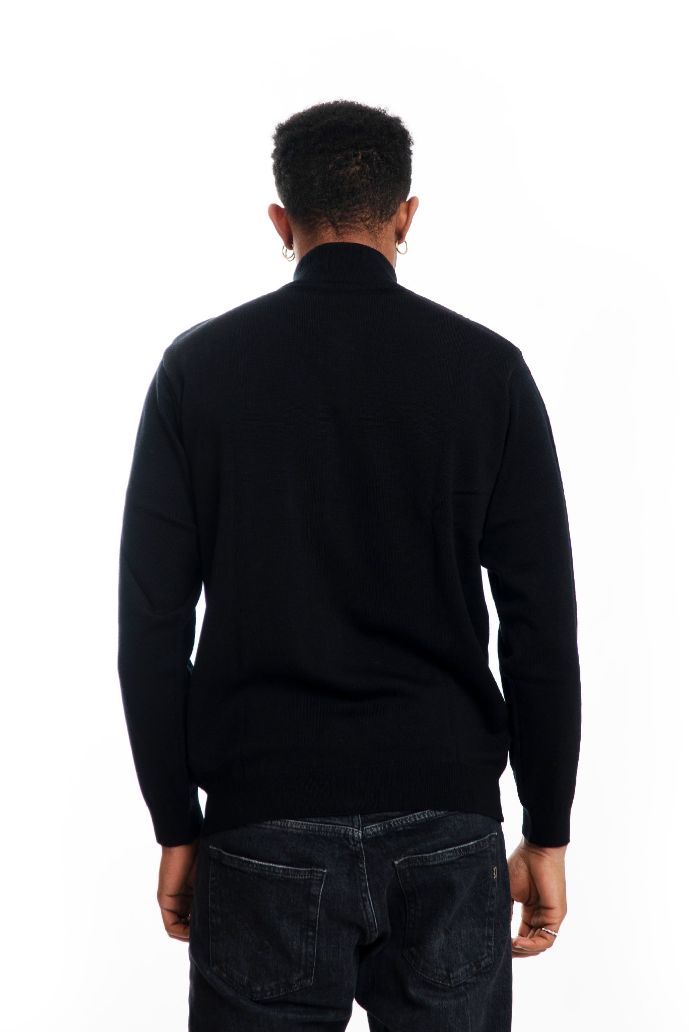 Maglione Nero con Zip in Lana