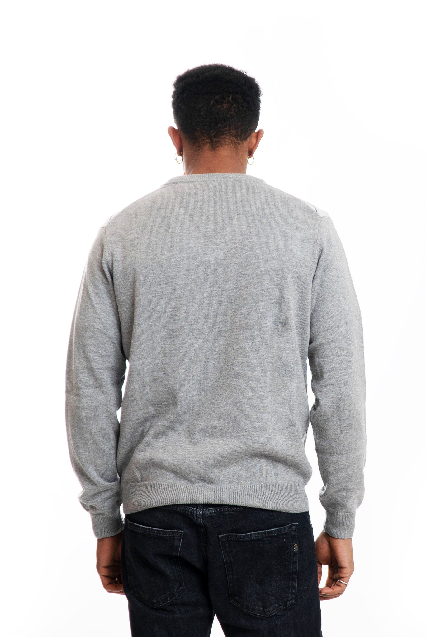 Maglia Grigia Scollo a V Fantasia Rombi