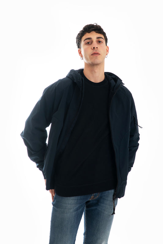 Giubbino con Cappuccio Mesh Blu