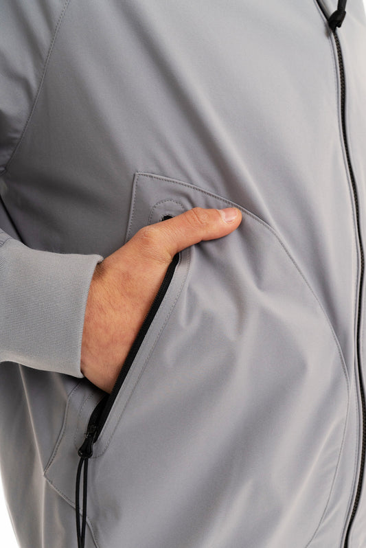 Giubbino con Cappuccio Mesh Grigio