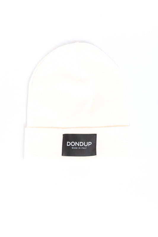 DONDUP - Cappellino Panna in Lana con Label