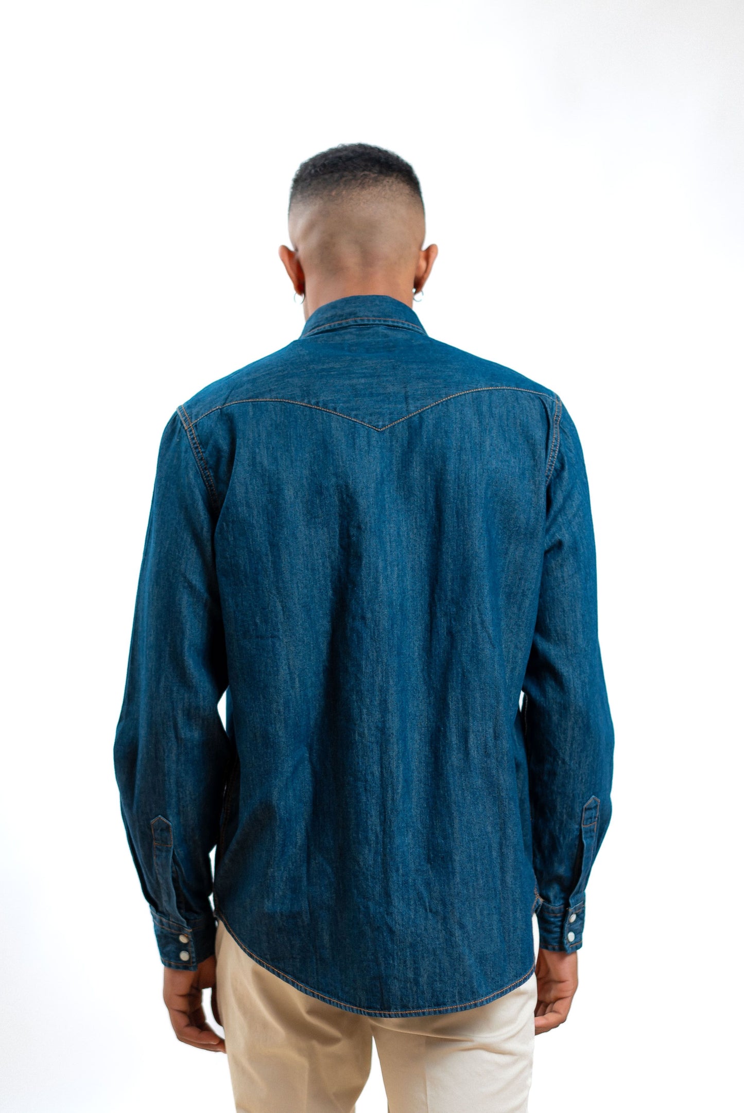 roy roger's uomo camicia martin in denim scuro, retro