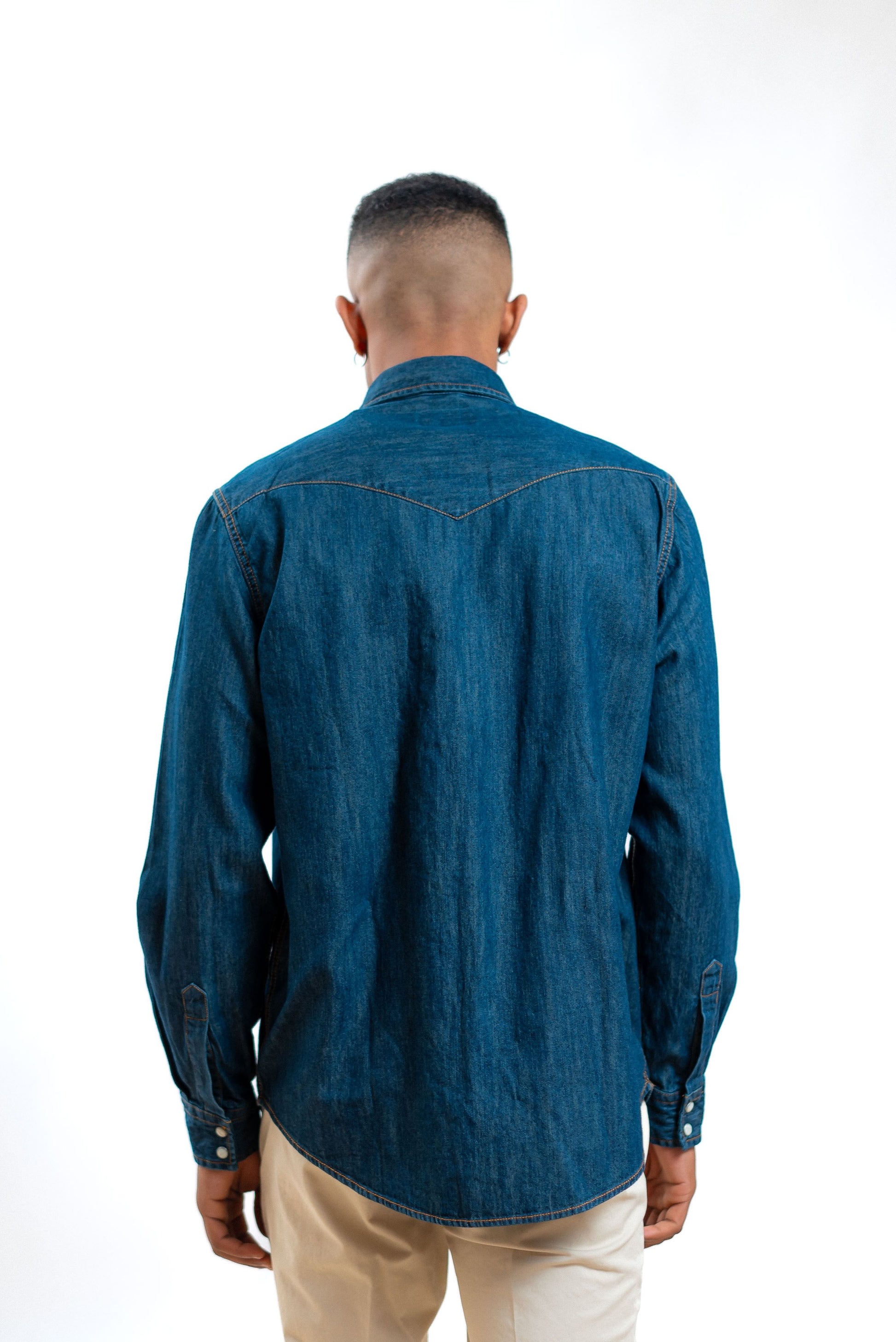 roy roger's uomo camicia martin in denim scuro, retro
