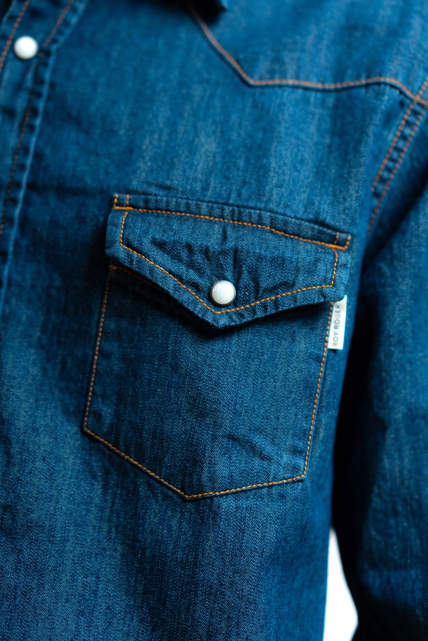 roy roger's uomo camicia martin in denim scuro, dettaglio