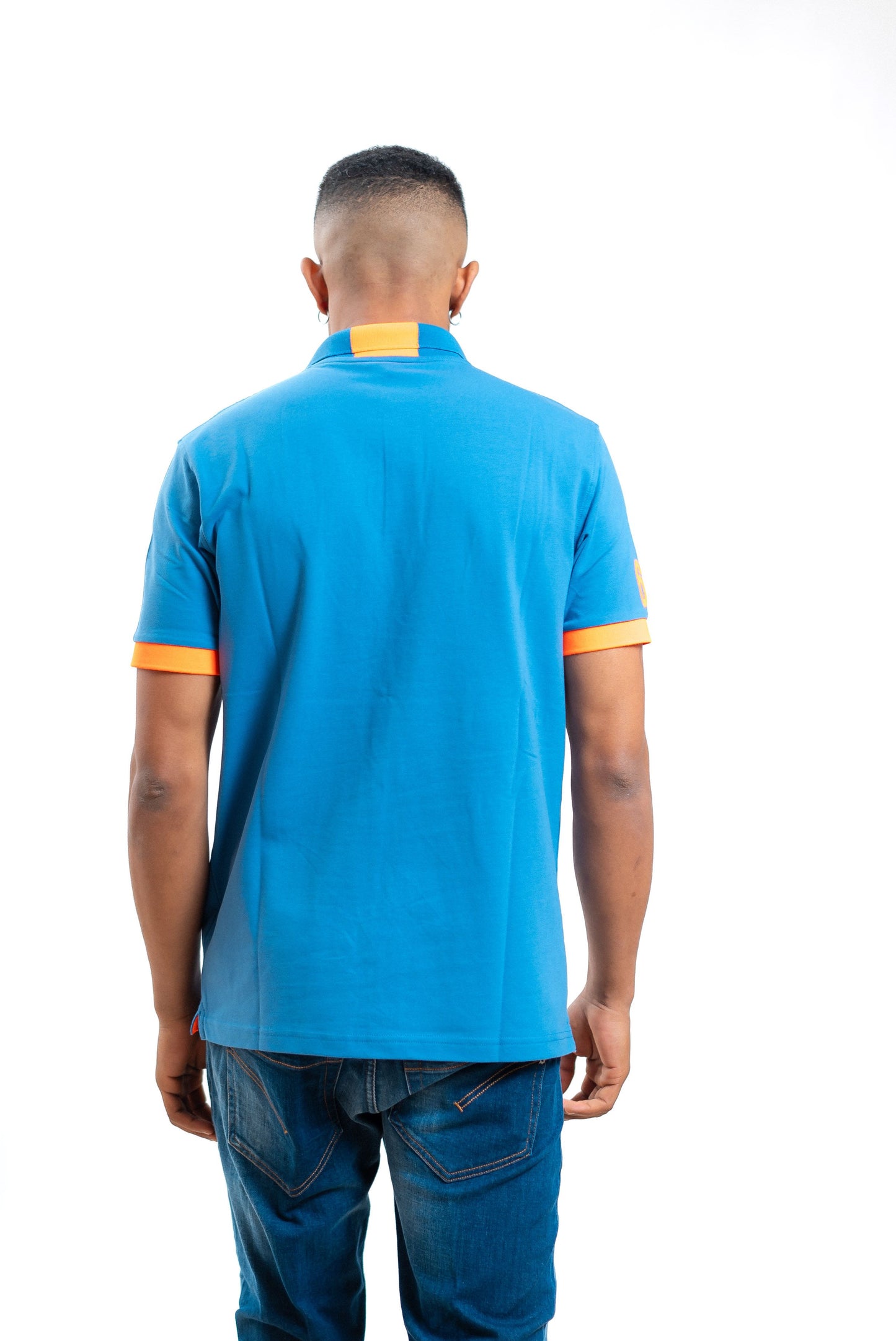 sun68 polo avio con logo e dettagli arancione fluo, retro