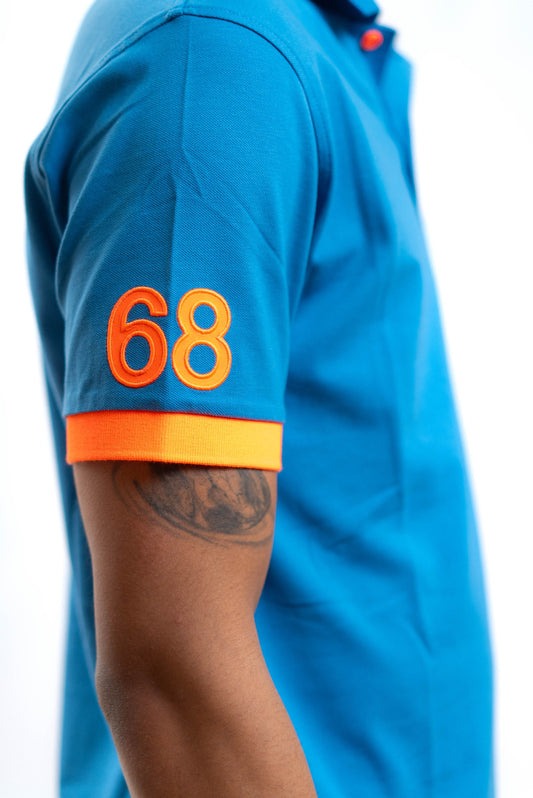 sun68 polo avio con logo e dettagli arancione fluo, dettaglio