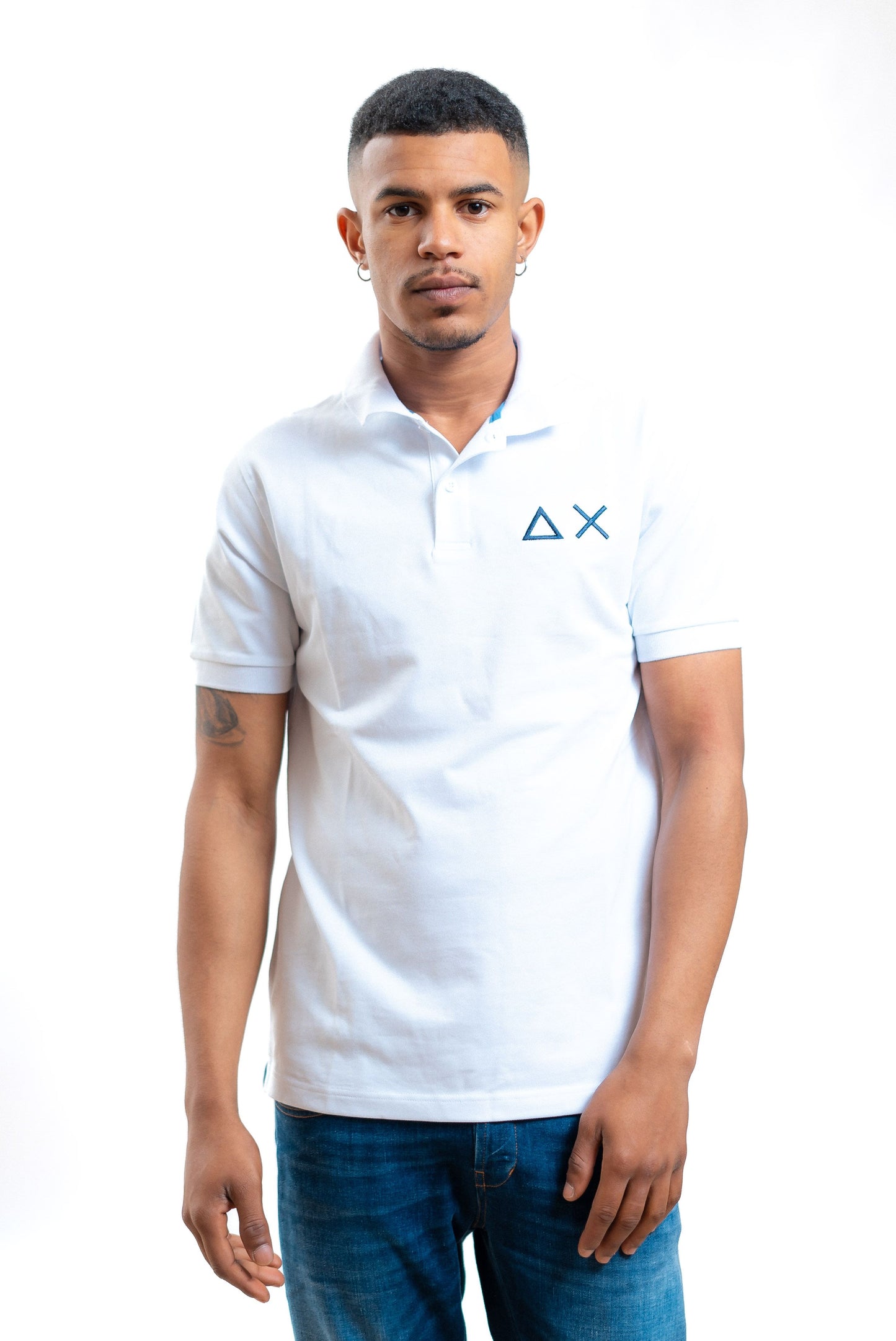 Sun68 uomo polo big logo bianca in piquet